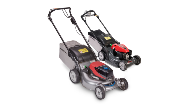 Kosačka Honda, predný trojštvrťový pohľad, sprava.