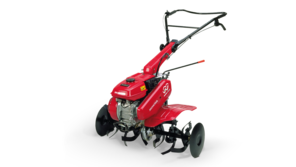 3/4 pohľad zľava na kompaktný kultivátor.